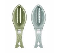 ZEACCT 2 Pcs Multifunctional Fish Scale Remover with Cover - Stainless Steel Descaler Tool for Kitchen, Efficient Fish Skin Scraping Brush for Cooking (Blue & Green, Easy to Clean)