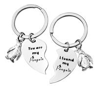 ZEACCT 2-Piece Matching Couple Keyrings - You're My Soulmate & I Found My Love Themed Key Chains, Cute Valentine's Accessories for Partners with Arctic Bird Design