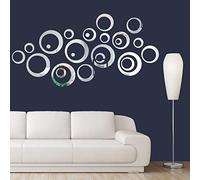 ZEACCT 24 Pack Round Mirror Wall Decals - Self-Adhesive Acrylic Stickers for Home Decor, Removable DIY Mirror Set for Living Room & Bedroom, Modern Reflective Wall Art (10cm Diameter, Silver)