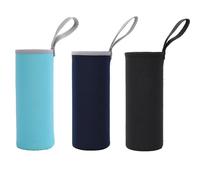 ZEACCT 3-Pack Insulated Neoprene Bottle Sleeves, Non-Slip Protective Covers for Hot or Cold Drinks, Durable Glass Bottle Bags in Black, Sky Blue, and Navy Blue, Perfect for Daily Use