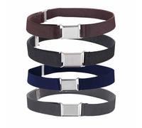 ZEACCT 4-Pack Adjustable Kids Belts - Elastic Stretch Design with Secure Buckle for Toddlers & Children - Comfortable Fit for Boys & Girls (Black, Coffee, Navy & Dark Grey Colours)