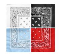 ZEACCT 4 Pcs Polyester Paisley Bandana, Assorted Bandanas, Cotton Handkerchief, Stylish Versatile Bandana, Premium Cotton, Cashew Bandanas, for Head, Neck & Wrist Wear(4 Colors)
