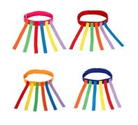 ZEACCT 4 Pcs Pull Tail Game, Chasing Game Belt, Kids Pull Tail Game Band, Tear- Pull Tail Game Belt, Sensory Training Kids Pull Tails Toy for Girl Boy (Blue Red Pink Orange)
