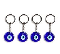 ZEACCT 4-Piece Evil Eye Keychain Set - Protective Blue Glass Pendants for Keys & Bags, Lucky Charm Accessories with Durable Metal Rings (Purse/Car/Backpack)