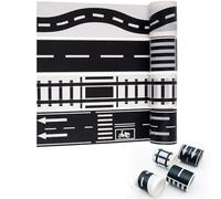 ZEACCT 4 Rolls of Black Highway Tape Train Railway Highway Tape, Track Sticker Traffic Sign, Traffic Paper Tape Sticker Roll, DIY Sticker Paper Tape Art Road for Kids to Learn Traffic Rules