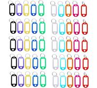 ZEACCT 50-Piece Multi-Purpose Key Tag Set, Durable Plastic Key Labels with Split Rings - Colourful Name Tags for Keys, Luggage, Pets, and Office Organisation