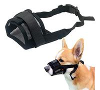 ZEACCT Dog Muzzle, Soft Nylon Mesh Mouth Cover, Breathable Prevent Biting Barking Chewing and Eating Muzzle Durable (Black), Medium