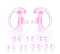 zeadio 8-Pair Pro-Grade Covert Surveillance Earbud, Replacement Ear Insert, Silicon Earmold Earplug for Two-Way Radio Earpiece Audio Coil Tube, Compatible with Motorola/Kenwood (16pcs, Pink)