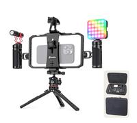 zeadio All-in-One Phone Video Vlogging Kit, Versatile Video Cage with RGB Light, Mic, Arca Ball Head Tripod, Handheld Stabilizer for YouTube/TikTok/Live Streaming, Compatible with All Smartphones