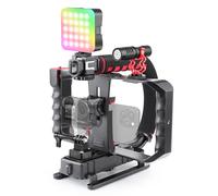 Zeadio All-in one Smartphone Camera Stabilizer Kit, Portable Handheld Video Rig with RGB Video Light and Microphone, Fits for All Camcorder, Camera, DSLR and All iPhone and Android Smartphones