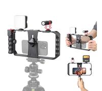 Zeadio All-in-One Smartphone Video Rig Kit, Variable Phone Cage Rig with RGB Video Light, Shotgun Microphone, Universal Video Stabilizer for iPhone/Android Filmmaking Vlogging YouTube TikTok etc