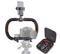 Zeadio Camera Smartphone Stabilizer, Foldable Handle Grip Handheld Video Rig with Carrying Case, Fits for All Camera, Camcorder, Action Camera, DSLR and All iPhone and Android Smartphones