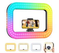 Zeadio Handheld RGB Selfie Ring Light, Portable Video Fill Light with 2500K-8500K Dimmable CRI>95, 3 Lighting Modes & Color Changing, for Phone Camera Vlogging TikTok Live Stream Makeup etc