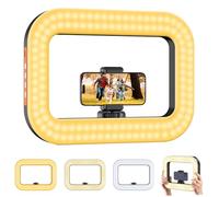 Zeadio Selfie Ring Video Light, Smartphone Handheld Stabilizer Grip with powerful 20W LED Light, adjustable Color (2500K-8500K), for Filmmaking Live Steam YouTube Video Recording etc