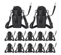 zeadio Two Way Radio Holster, Walkie Talkie Nylon Pouch Case with Adjustable Shoulder Strap & Belt Loop, Compatible with Almost Radios, for Police Firefighter Security Outdoor Workers etc（Pack of 12）