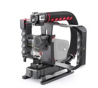 Zeadio Video Handheld Stabilizer with Smartphone Video Cage Rig, Triple Cold-Shoe Handle Grip Compatible with All Camera Action Camera DSLR Smartphone