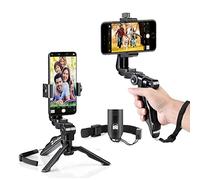 Zeadio Wireless Mini Smartphone Tripod Grip Stabilizer, Desktop Tabletop Stand Tripod with Phone Holder and Wireless Remote for all Smartphones