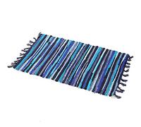 Zeafeel Chindi Rag Rug, Machine Washable Cotton Reversible Rag Rug Hand Woven Multi Color Striped Area Rug Floor Rugs for Bedroom, Living Room, Kitchen and Laundry Room (28'' x 55", Blue)