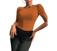 Zeagoo Blouse Women's Short Sleeve T-Shirt Basic Shirt Fine Knit Tops Crew Neck Loose Casual Summer Shirts Tops S-XL, orange, L