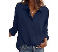 Zeagoo Blouses for Women Regular Fit Stretch Shirt Long Sleeve Blouse Formal Button Down Tops Business Executive Office Shirts Midnight Blue S