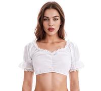 Zeagoo Dirndl Blouse Women's Costume Blouse Short Sleeve White Off Shoulder Dirndl Blouse Oktoberfest Dirndl Blouses Traditional Beer Festival Carnival Elegant Blouse with Puff Sleeves, White, M
