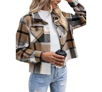 Zeagoo Fall Jackets for Women Plaid Lumberjack Shirt Jacket Plaid Short Jacket Winter Flannel Shirt Shacket Coat
