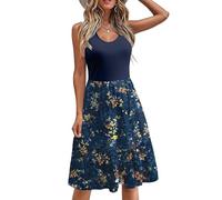 Zeagoo Summer Dresses for Women Casual Going Out Dress Loose Fitting Floral T-Shirt Dress Navy Blue XL