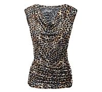 Zeagoo Tank Top for Women Trendy Going Out Tops Sleeveless Shirts Ruched Business Casual Basic Tunic Tops, Leopard Print, XL