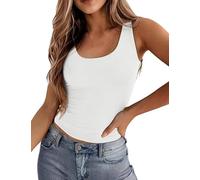 Zeagoo Vest Tops Women Square Neck Tank Top Slim Fitted Basic Crop Tops Summer Sleeveless Tops Casual Cami Top XS-XXL