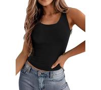 Zeagoo Vest Tops Women Square Neck Tank Top Slim Fitted Basic Crop Tops Summer Sleeveless Tops Casual Cami Top XS-XXL