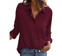 Zeagoo Womens Blouses Stretch Formal Button Down Shirt Executive Office Blouse Long Sleeve Shirts Plain Business Tops Burgundy L