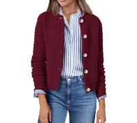 Zeagoo Women's Cardigan Long Sleeve Button Knit Autumn Sweater Cardigans A-Dark Red S