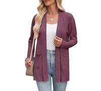 Zeagoo Womens Cardigans Open Front with Pockets Casual Knit Sweaters Ladies Jackets Long Sleeve Jumpers Fall Winter Dark Red M