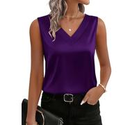 Zeagoo Womens Satin Top V Neck Sleeveless Silky Tank Top Elegant Vest Camisole Party Going Out Top Purple M