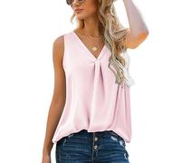 Zeagoo Women's Silk Satin Tank Tops Basic Camisole Vest Summer Basic Vest Shirt Pink M