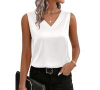 Zeagoo Women's Silk Satin Tank Tops Basic Camisole Vest Summer Basic Vest Shirt White XL