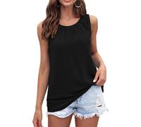 Zeagoo Women's Tank Top Chiffon Blouse Tops Crew Neck Sleeveless Tops Summer Flowy Double Layer Blouse, black, M