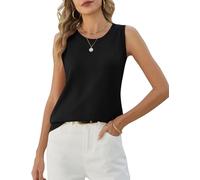 Zeagoo Women's Tank Top Knitted Sleeveless Vest Tops Casual Crew Neck Sweater Vests Spring Summer Black S
