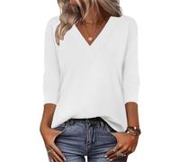 Zeagoo Womens Tops Long Sleeve V Neck Tops Loose Fit Flattering Blouses S