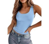 Zeagoo Womens Tops Summer Casual Cami Tank Top Sleeveless Vests Basic Slim Fit Crop Top Blue L