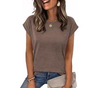Zeagoo Womens Tops Summer Tshirt Crewneck Short Sleeve Blouse Basic Tee Shirts Casual Clothes Braun XL Brown