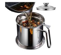 ZEaink Oil Strainer Pot Stainless Steel Grease Container Oil Storage Can with Removable Filter Lid Handheld & Dustproof Lid for Cooking & Frying Oil (Size : 1.8L), 999999