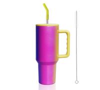 ZEAKKCEE 40oz Tumbler Flask with Straw Lid Handle, Stainless Steel Insulated Water Cup, Large Capacity Travel Mug Keep Cool for Tea Coffee, Best Gift for Women Her (Carnival)