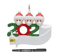 Zeako 2020 DIY Unique Christmas Ornaments, Personalised Covid Christmas Bauble Decoration Survived Family Holiday Hanging Decorations for Tree Christmas, Keepsake Xmas Gifts (Family of 3)
