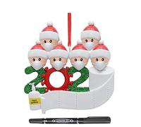 Zeako 2020 DIY Unique Christmas Ornaments, Personalised Covid Christmas Bauble Decoration Survived Family Holiday Hanging Decorations for Tree Christmas, Keepsake Xmas Gifts (Family of 6)