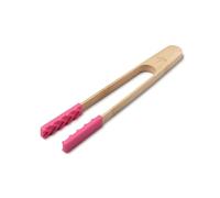 Zeal Bamboo & Silicone Kitchen Tongs - Non-Scratch, Heat Resistant, Easy Grip Cooking & Serving Tongs, 25cm (Neon Pink)