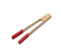 Zeal Bamboo & Silicone Kitchen Tongs - Non-Scratch, Heat Resistant, Easy Grip Cooking & Serving Tongs, 25cm (Red)