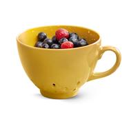 Zeal Berry Colander Cup, Small Hand-held Cup Shape Melamine Strainer/Sieve with Ergonomic Handle, Perfect for Washing Fruits, and Berries, Mustard Yellow
