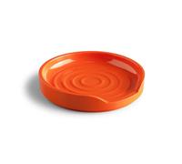 Zeal Circular Spoon Rest, Melamine Spoon Holder for Kitchen Worktops, Utensil Rest & Tea Bag Tidy Dish, 12cm (Neon Orange)