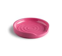 Zeal Circular Spoon Rest, Melamine Spoon Holder for Kitchen Worktops, Utensil Rest & Tea Bag Tidy Dish, 12cm (Neon Pink)